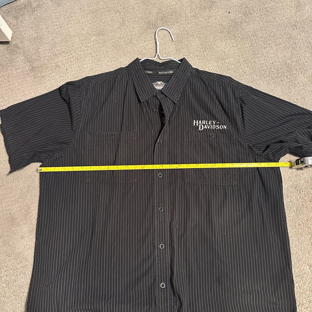 Harley-Davidson Pinstripe Black Casual Button Down Short Sleeve XXL mens shirt